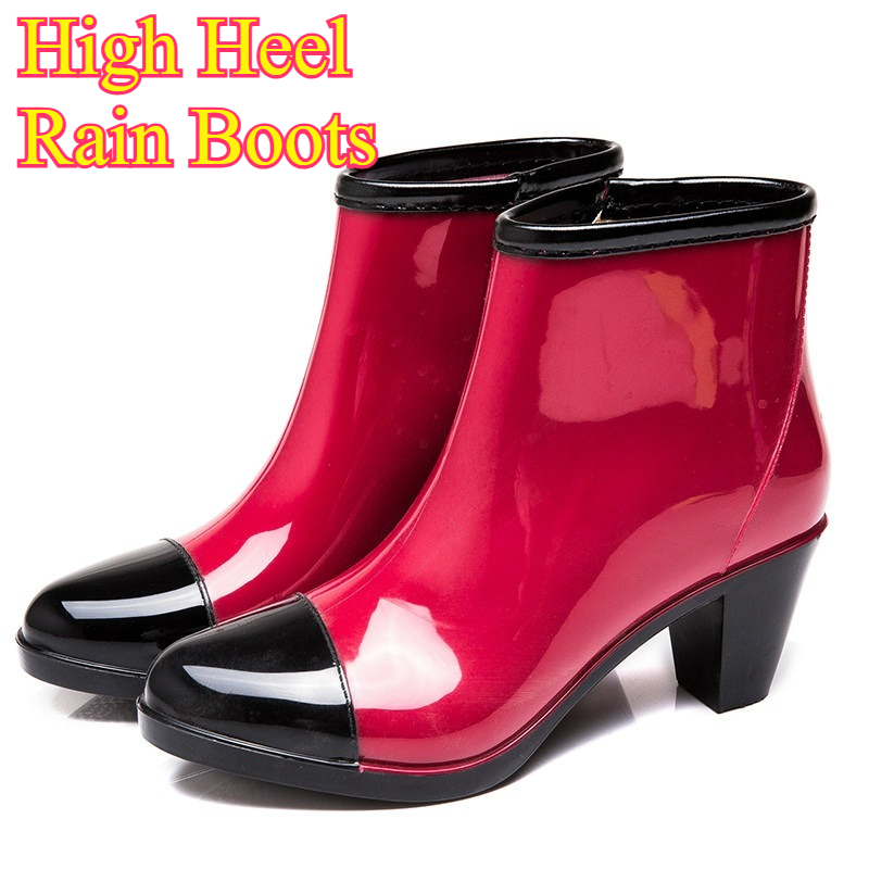 Women'S Fashion Rain Boots - Stivali da Pioggia con Tacco Alto