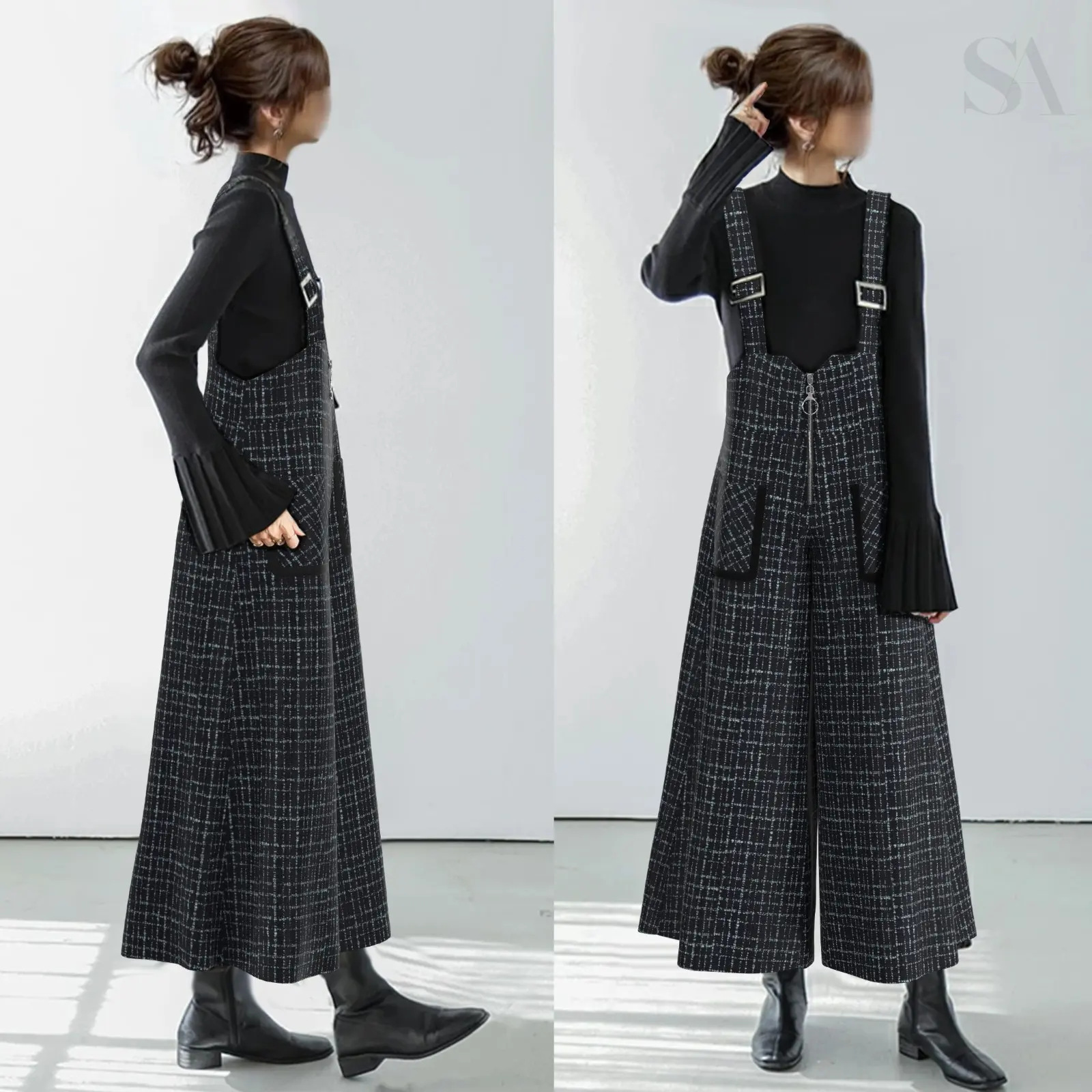 Women'S Fashion Utility Pants - Tuta da donna stile giapponese vintage,