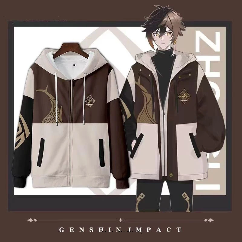 Women'S Fashion Zip Hoodie - Genshin Impact Zhongli 3D Stampa Zip