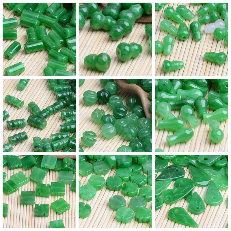 Women Fashion Jewellery - 10 pz giada verde zucca foglie