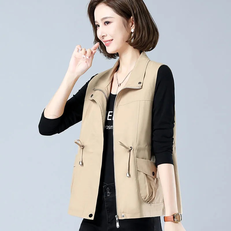 Women'S Fashion Utility Vest - Gilet leggero da donna con collo