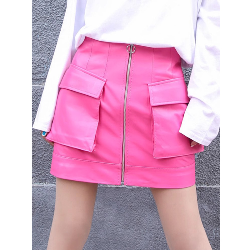 Women'S Real Y2K Fashion - M-3XL moda rosa vera pelle di