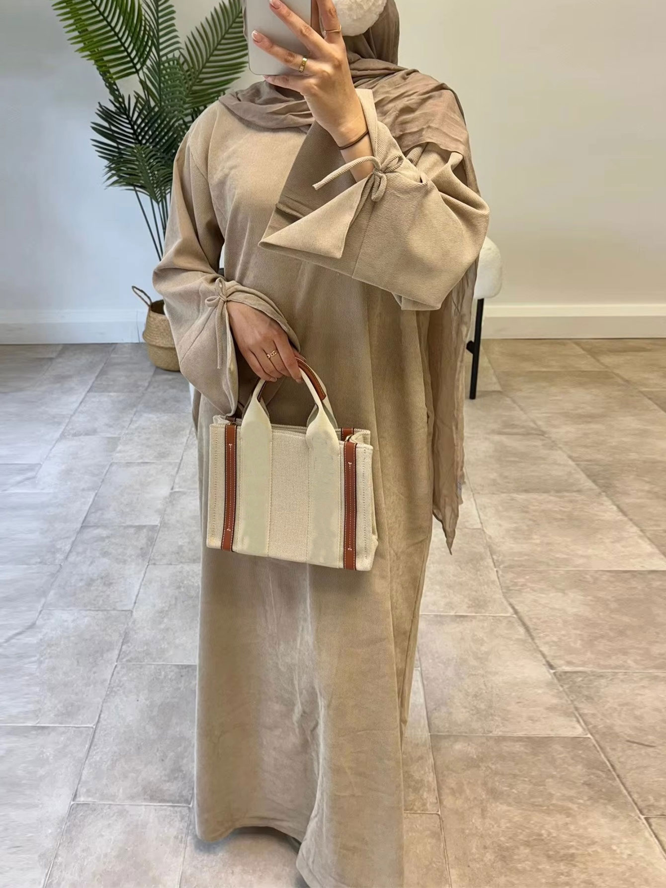 Turkey Women Fashion - Ramadan Bow-nodo Dubai Abaya Abito di