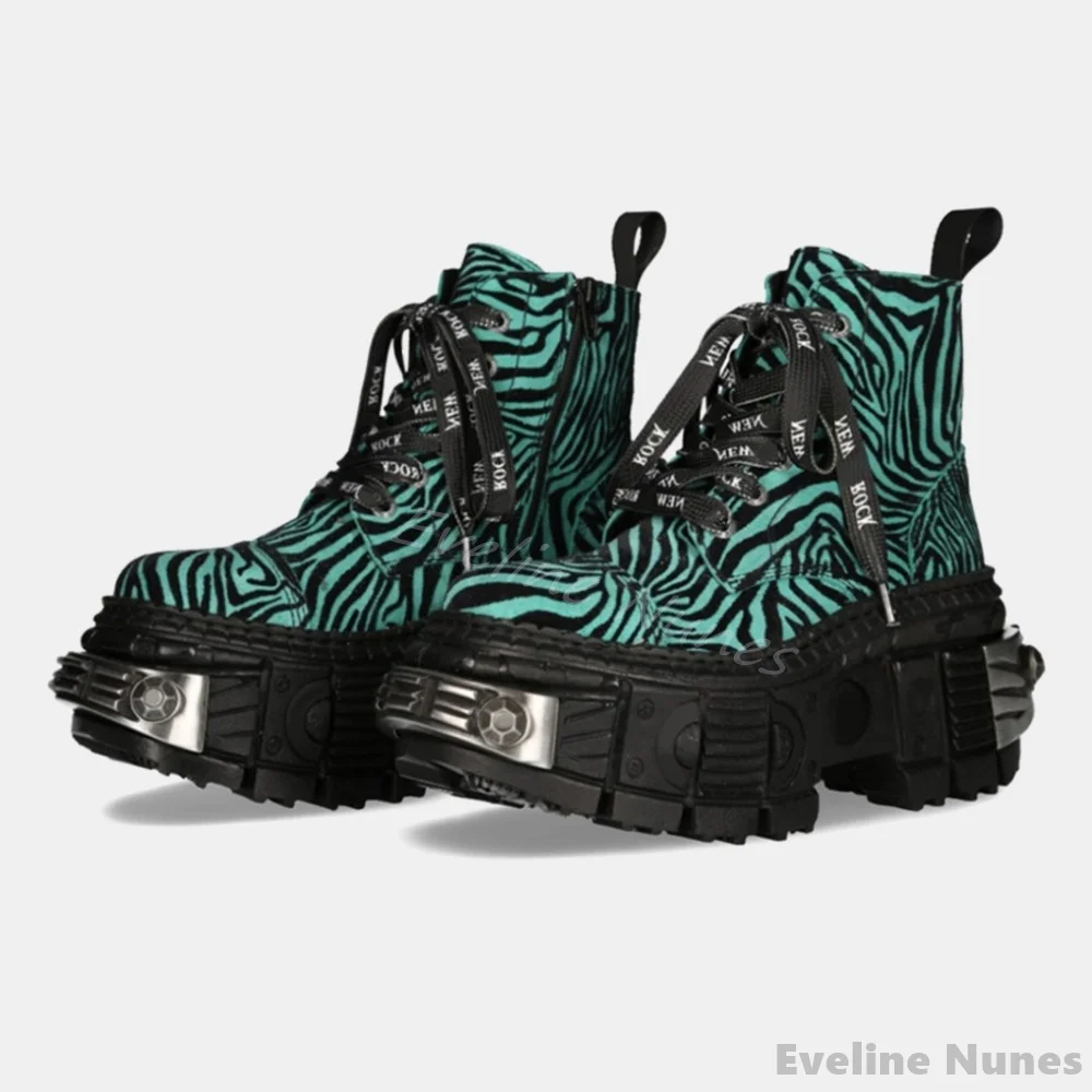 Women'S Fashion Leather Boots - Stivali punk con stampa leopardata a