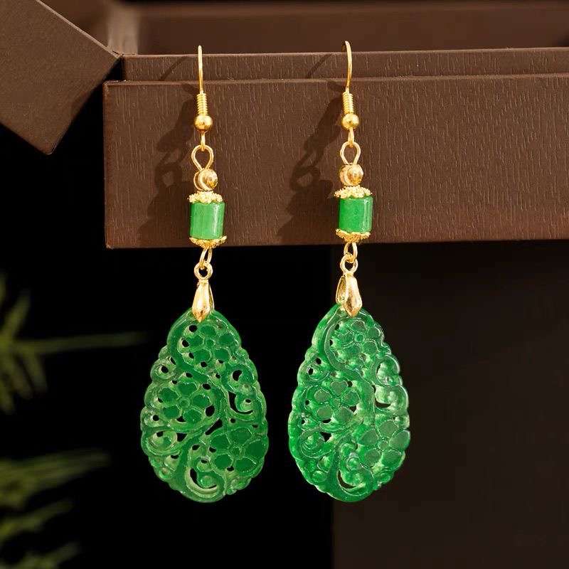 Women Fashion Jewellery - Argento 925 Giada verde naturale Scava