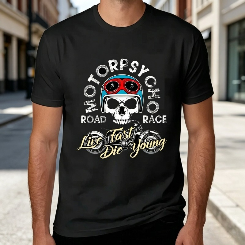 Women Fashion Quotes - Maglietta Motopsyco Biker Skull per Uomo