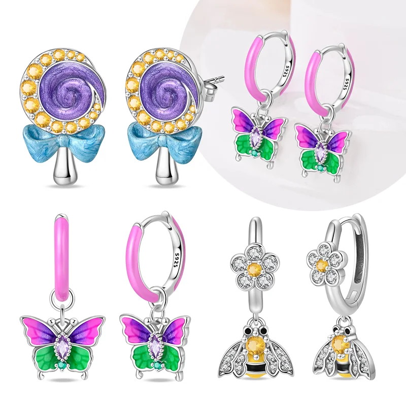 Women'S Fashion Website - Dopamina viola Farfalla Ape Orecchini romantici