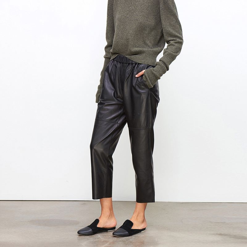 Women'S Real Y2K Fashion - Pantaloni Harem in Vera Pelle per