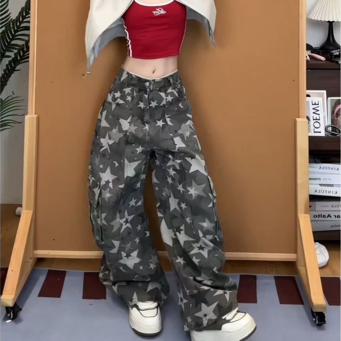 Women'S Fashion Utility Pants - Pantaloni Cargo Camouflage da Donna a