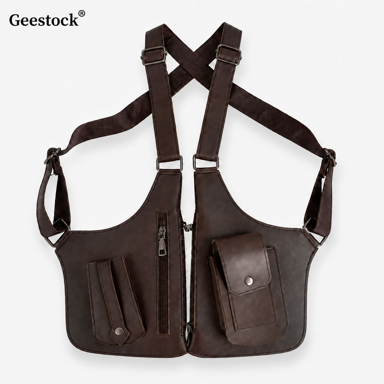 Women'S Fashion Utility Vest - Borsa a Tracolla in Pelle per
