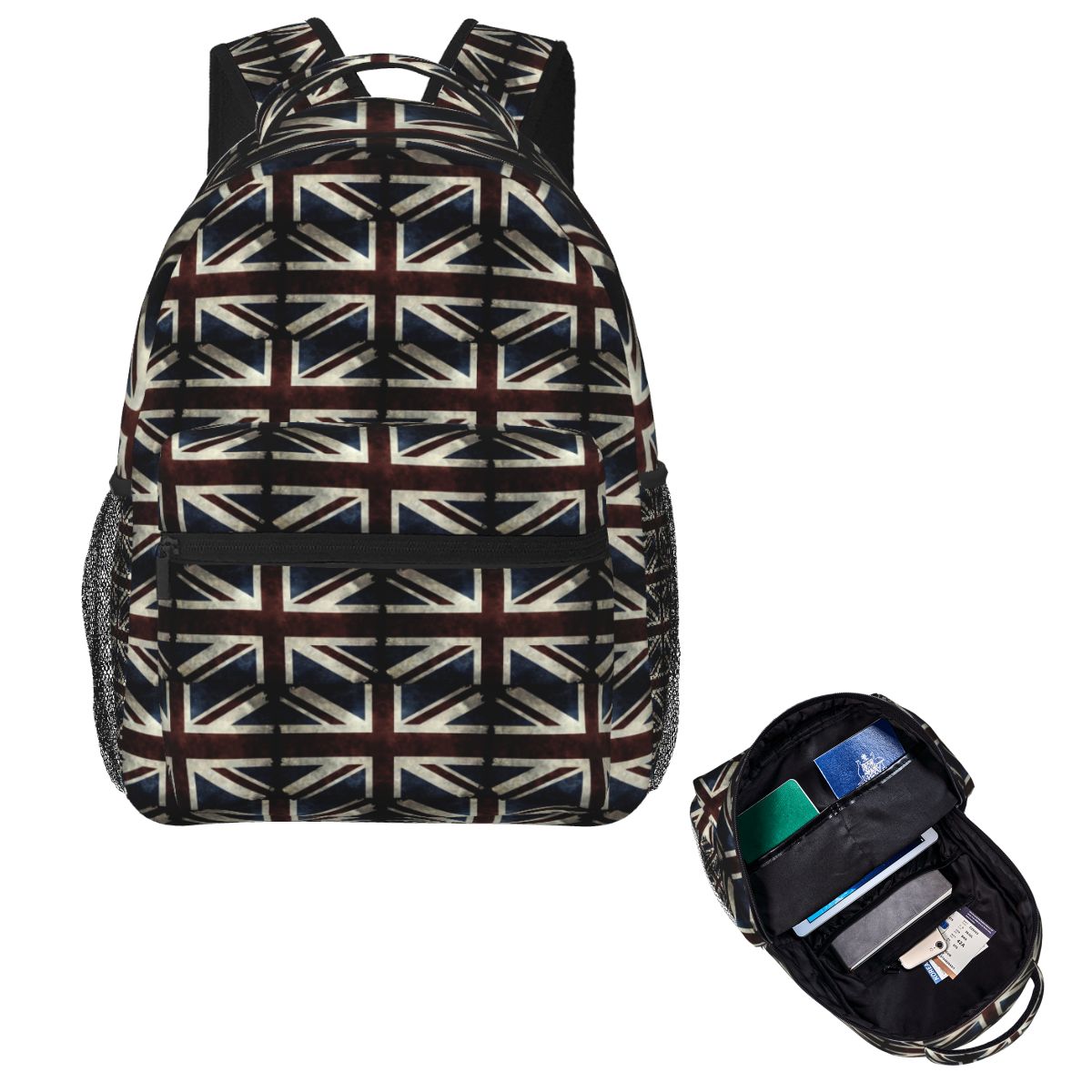 Women Fashion Uk - Zaino Scolastico con Bandiera Union Jack