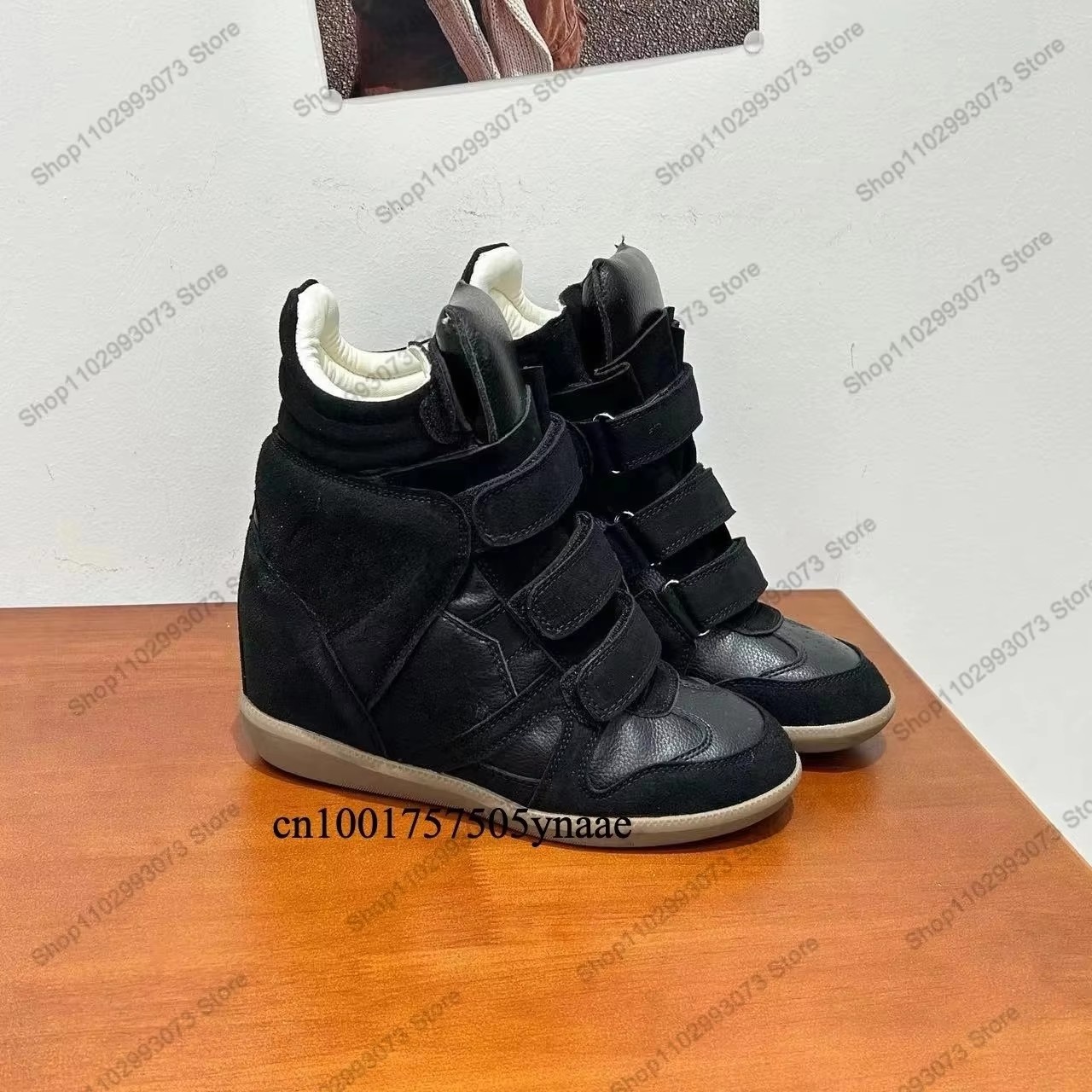 Women'S Fashion Leather Boots - Sneakers da donna con zeppa nascosta,