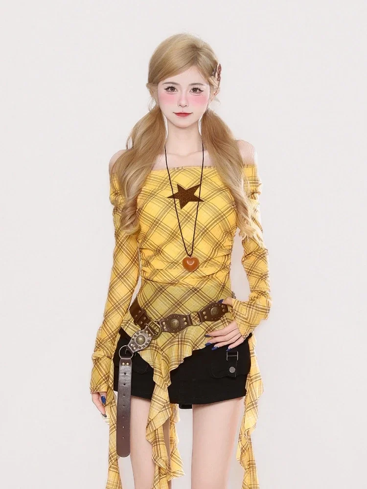 T-shirt vintage Y2K a quadri c - Women'S Fashion Tops recensione e prezzo