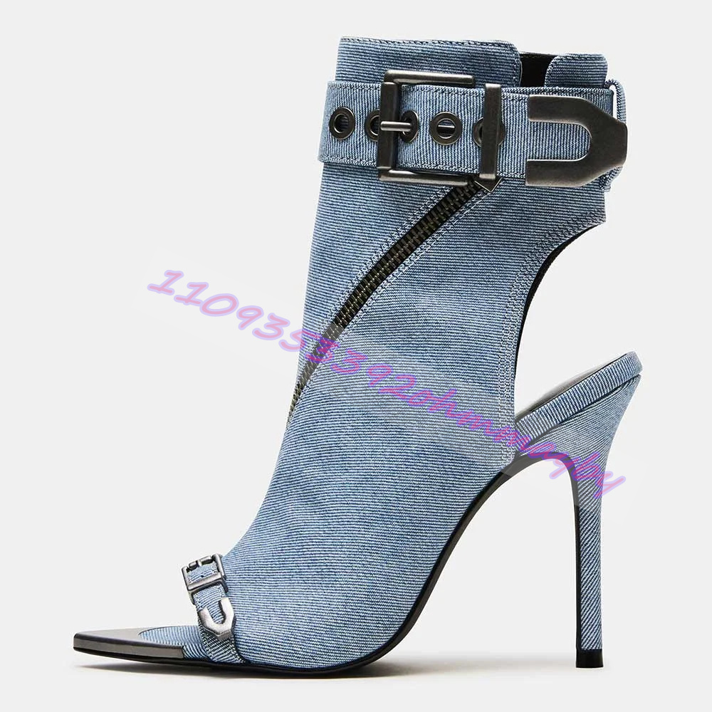 Stivali Estivi in Denim Blu a  - Women'S Fashion Leather Boots recensione e prezzo