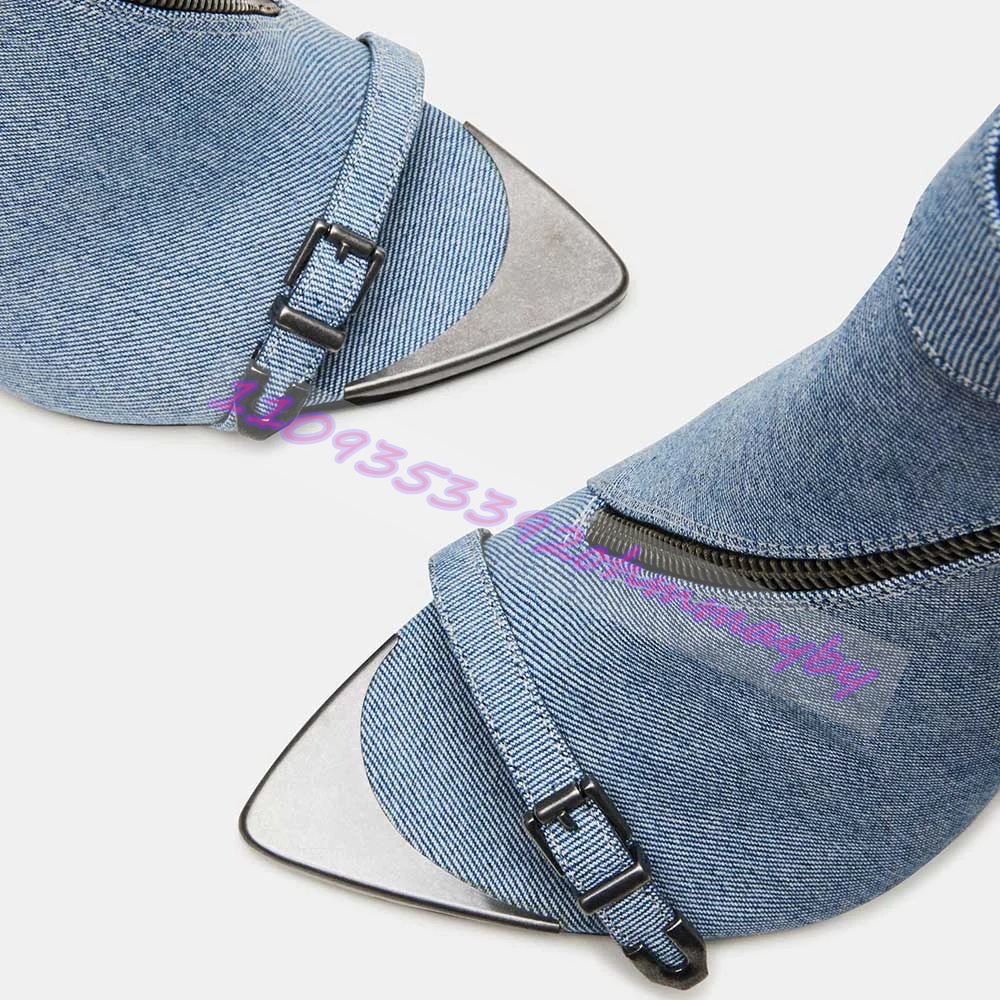 Stivali Estivi in Denim Blu a  - Women'S Fashion Leather Boots recensione e prezzo